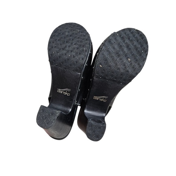 Dansko Rowena Black Leather Clogs Sandals Slingback Open Toe Studded Heels  36 - Picture 10 of 13